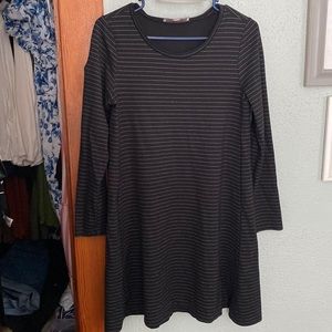 Loft Black Striped Shirtdress, Size Small.
